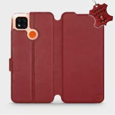 obrázek produktu Flipové pouzdro na mobil Xiaomi Redmi 9C - Tmavě červené - kožené -  L_DRS Dark Red Leather