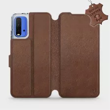 obrázek produktu Luxusní flip pouzdro na mobil Xiaomi Redmi 9T - Hnědé - kožené - L_BRS Brown Leather