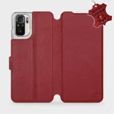 obrázek produktu Luxusní kožené flip pouzdro Xiaomi Redmi Note 10 - Tmavě červené - L_DRS Dark Red Leather