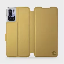 obrázek produktu Flip pouzdro na mobil Xiaomi Redmi Note 10 5G v provedení C_GOS Gold&Gray s šedým vnitřkem