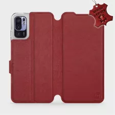 obrázek produktu Luxusní kožené flip pouzdro na mobil Xiaomi Redmi Note 10 5G - Tmavě červené - L_DRS Dark Red Leather