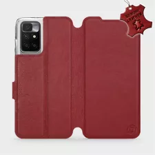 obrázek produktu Luxusní kožené flip pouzdro na mobil Xiaomi Redmi 10 - Tmavě červené - L_DRS Dark Red Leather