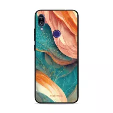 obrázek produktu Prémiový lesklý kryt Glossy na mobil Xiaomi Redmi 7 - G025G - Azurový a oranžový mramor