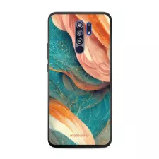 obrázek produktu Prémiový lesklý kryt Glossy na mobil Xiaomi Redmi 9 - G025G - Azurový a oranžový mramor