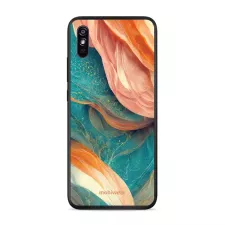 obrázek produktu Prémiový lesklý kryt Glossy na mobil Xiaomi Redmi 9A - G025G - Azurový a oranžový mramor