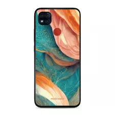 obrázek produktu Prémiový lesklý kryt Glossy na mobil Xiaomi Redmi 9C - G025G - Azurový a oranžový mramor