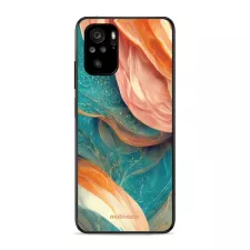 obrázek produktu Prémiový lesklý kryt Glossy na mobil Xiaomi Redmi Note 10 - G025G - Azurový a oranžový mramor