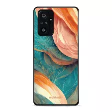 obrázek produktu Prémiový lesklý kryt Glossy na mobil Xiaomi Redmi Note 10 pro - G025G - Azurový a oranžový mramor