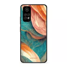 obrázek produktu Prémiový lesklý kryt Glossy na mobil Xiaomi Redmi Note 11 - G025G - Azurový a oranžový mramor