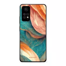 obrázek produktu Prémiový lesklý kryt Glossy na mobil Xiaomi Redmi Note 11 Pro 5G - G025G - Azurový a oranžový mramor