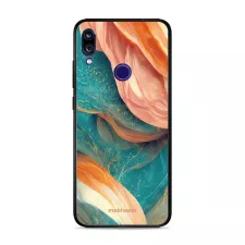 obrázek produktu Prémiový lesklý kryt Glossy na mobil Xiaomi Redmi Note 7 - G025G - Azurový a oranžový mramor