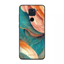 obrázek produktu Prémiový lesklý kryt Glossy na mobil Xiaomi Redmi Note 9 - G025G - Azurový a oranžový mramor