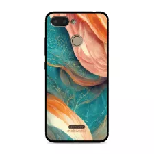 obrázek produktu Prémiový lesklý kryt Glossy na mobil Xiaomi Redmi 6 - G025G - Azurový a oranžový mramor