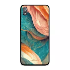 obrázek produktu Prémiový lesklý kryt Glossy na mobil Xiaomi Redmi 7A - G025G - Azurový a oranžový mramor