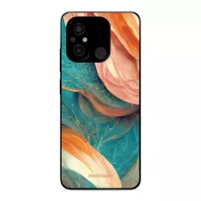 obrázek produktu Prémiový lesklý kryt Glossy na mobil Xiaomi Redmi 12C - G025G - Azurový a oranžový mramor