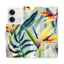 obrázek produktu Flip pouzdro na mobil Xiaomi Redmi Note 13 5G - MC02S Žluté velké květy a zelené listy