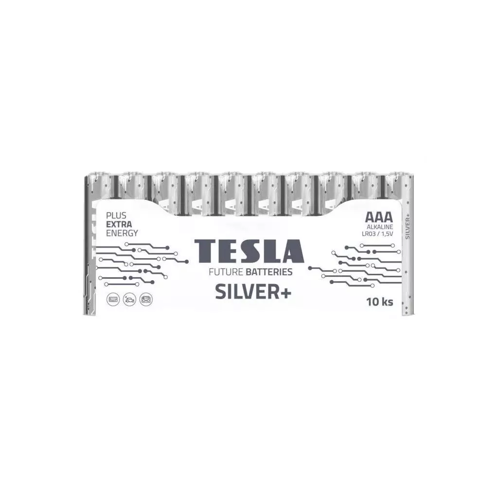 Obrázek produktu TESLA SILVER+ alkalická baterie AAA (LR03, mikrotužková, fólie) 10 ks