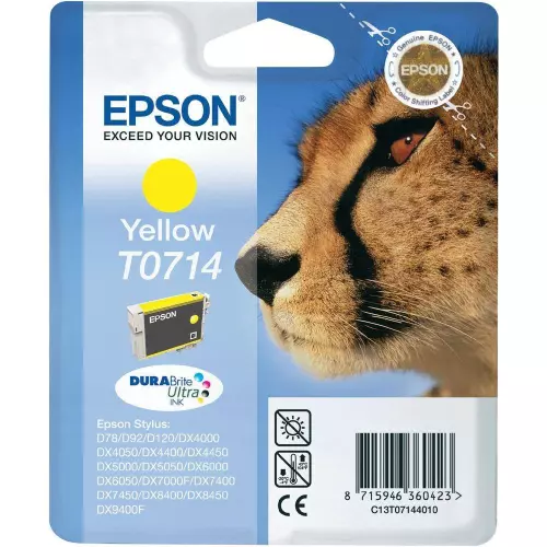 obrázek produktu Epson inkoustová náplň/ T0714/ Singlepack T0714 DURABrite Ultra Ink/ Žlutá