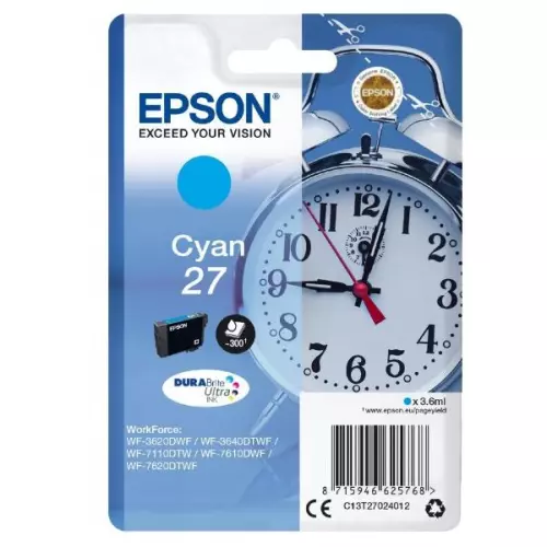 obrázek produktu Epson inkoustová náplň/ T2702/ Singlepack 27 DURABrite Ultra Ink/ azurová