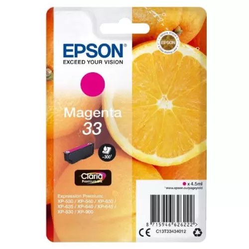 obrázek produktu Epson inkoustová náplň/ T3343/ Singlepack 33 Claria Premium Ink/ Magenta