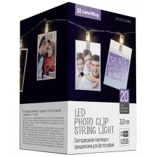 obrázek produktu COLORWAY LED fotokolíčky / 20 LED / délka 3 m / teplá bílá/ napájení USB