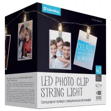 obrázek produktu COLORWAY LED fotokolíčky / 40 LED / délka 4,2 m / teplá bílá/ napájení USB