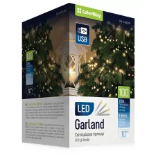 obrázek produktu COLORWAY LED řetěz/ vnitřní / 100 LED / délka 10m / teplá bílá/ 8 funkcí/ napájení USB