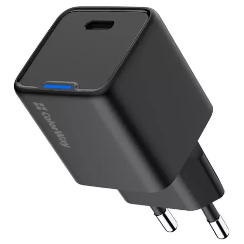 obrázek produktu ColorWay 1x USB-C/ síťová nabíječka/ GaN/ PD/ PPS/ 25W/ Černá