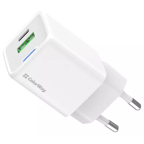 obrázek produktu ColorWay 1x USB-C/ síťová nabíječka/ GaN/ PD/ PPS/ QC/ 30W/ Bílá