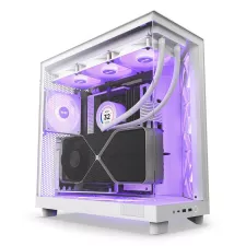obrázek produktu NZXT skříň H6 Flow RGB dvoukomorová / MidT / 3x120mm RGB fan / 2xUSB 3.2 / USB-C / prosklená / bílá