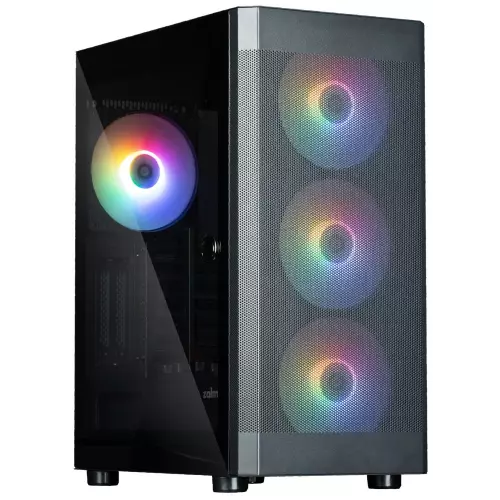 obrázek produktu Zalman skříň i4 TG / Middle Tower / 4x 140 mm RBG LED fan / 2x USB 3.0 / 1x USB 2.0 / mesh panel / tvrzené sklo / černá