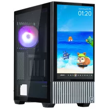 obrázek produktu Zalman skříň Z10 DS / Middle Tower / 3x120mm fan / 2x USB 3.0 / USB-C / odnímatelný 15.6 displej / tvrzené sklo / černá