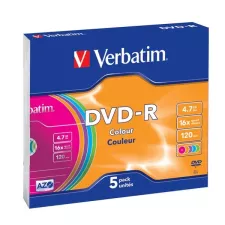 obrázek produktu VERBATIM DVD-R 4,7GB/ 16x/ slim colour/ 5pack