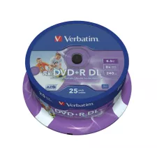 obrázek produktu VERBATIM DVD+R DoubleLayer 8,5GB/ 8x/ Inkjet printable/ 25pack/ spindle