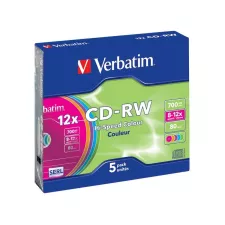 obrázek produktu VERBATIM CD-RW80 700MB/ 12x/ COLOR slim/ 5pack