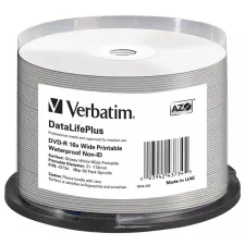 obrázek produktu VERBATIM DVD-R 4,7GB/ 16x/ WIDE GLOSSY WATERPROOF/ printable NoID/ 50pack/ spindle