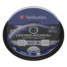 obrázek produktu VERBATIM M-DISC BD-R Blu-Ray SL 25GB/ 4x/ Inkjet printable/ 10pack/ spindle