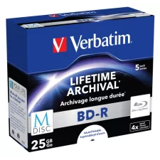 obrázek produktu VERBATIM M-DISC BD-R Blu-Ray SL 25GB/ 4x/ Inkjet printable/ jewel/ 5pack