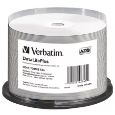 obrázek produktu VERBATIM CD-R 700MB DLP/ 52x/ 80min/ WIDE Profesional Printable/ 50pack/ spindle