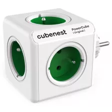 obrázek produktu Cubenest Powercube Original,  5× zásuvka, bílá/zelená, dětská pojistka, uzemnění, max. 16A/250V~3680W/50-60Hz