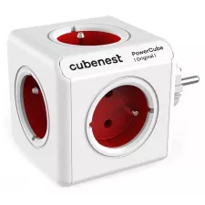 obrázek produktu Cubenest Powercube Original,  5× zásuvka, bílá/červená, dětská pojistka, uzemnění, max. 16A/250V~3680W/50-60Hz