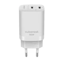 obrázek produktu CubeNest S2D1 GaN Adaptér 35W bílá (2× USB-C až 35 W), PD, přepěťová a podpěťová ochrana, s technologií GaN, pro iPhone