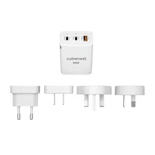 obrázek produktu Cubenest Cestovní PD GaN Adaptér 65W S3D1 - (2× USB-C až 65 W, 1× USB-A až 60 W),  přepěťová a podpěťová ochrana