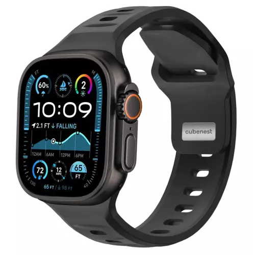 obrázek produktu Cubenest Prémiový silikonový sportovní řemínek na Apple Watch černý (42-49mm)