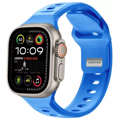 obrázek produktu Cubenest Prémiový silikonový sportovní řemínek na Apple Watch modrý (42-49mm)