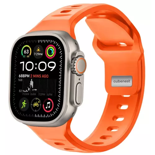 obrázek produktu Cubenest Prémiový silikonový sportovní řemínek na Apple Watch oranžový (42-49mm)