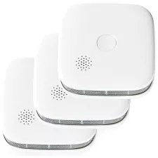 obrázek produktu NEDIS Wi-Fi chytrý detektor kouře/ napájení z baterie/ hlasitost 85 dB/ výdrž snímače 10 let/ Android & iOS/ 3pack/ bílý