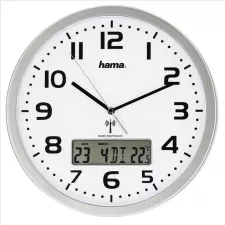 obrázek produktu Hama Extra, nástěnné hodiny řízené rádiovým signálem, s datem a teplotou