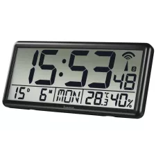 obrázek produktu Hama Jumbo, digitální nástěnné hodiny, řízené rádiovým signálem, černé