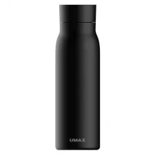 obrázek produktu UMAX chytrá láhev Smart Bottle U6 Black/ upozornění na pitný režim/ objem 600ml/ provoz 30 dní/ USB/ ocel